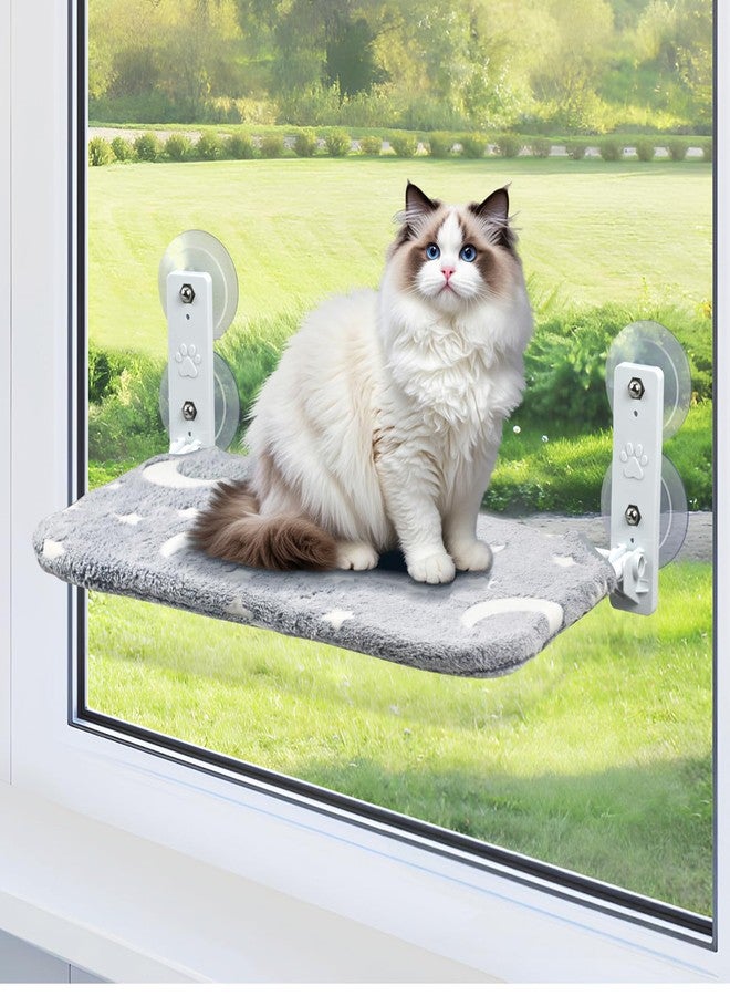 Essovee Cat Window Perch, Cordless Foldable Pet Hammock Bed Glow in The Dark, Glowing Stars & Moon Pattern Window Hammock for Overlooking for Kitten Removable Cover Cordless Window Bed for Indoor - Image 1